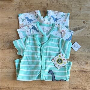 Little Me Mint and White Dinosaur Baby Set